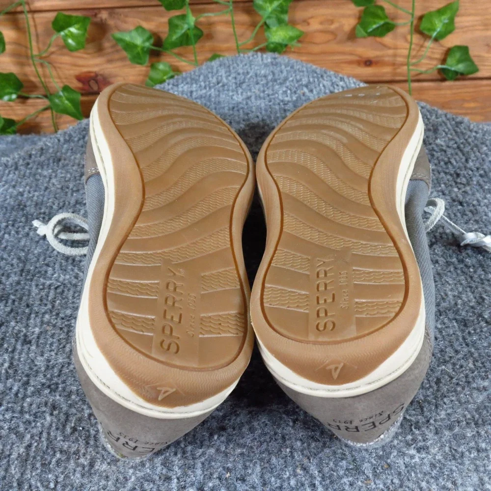 Sperry Songfish Women Casual Boat Shoes Size 6.5‎ Medium Gray Leather Textile